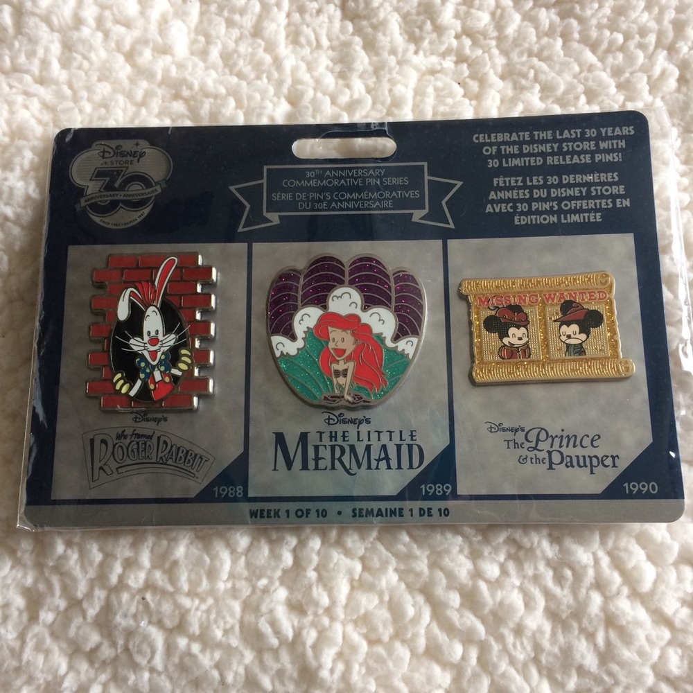 Week 1 Disney 30th Anniversary Pin Set Ariel Mouse - Picture 2 of 2